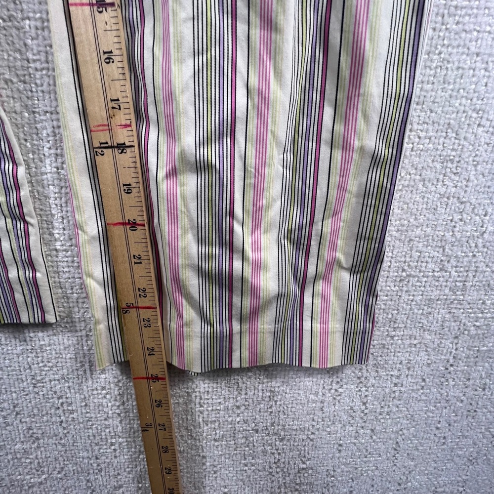 LOFT Womens Pink Grey Striped Wide Leg Trousers Mid Rise Career Crop Pants - Picture 6 of 10